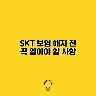 SKT 보험 해지 전 꼭 알아야 할 사항