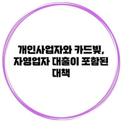 개인사업자와 카드빚, 자영업자 대출이 포함된 대책