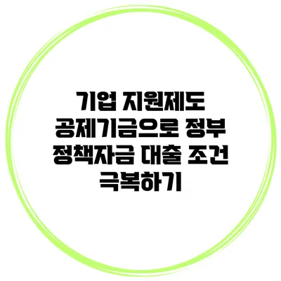 기업 지원제도 공제기금으로 정부 정책자금 대출 조건 극복하기