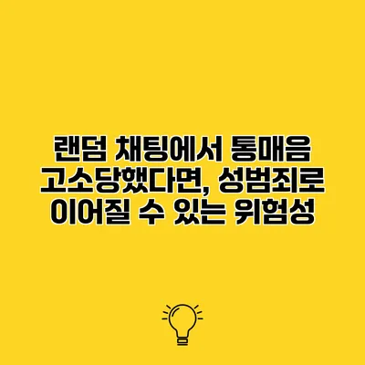 랜덤 채팅에서 통매음 고소당했다면, 성범죄로 이어질 수 있는 위험성