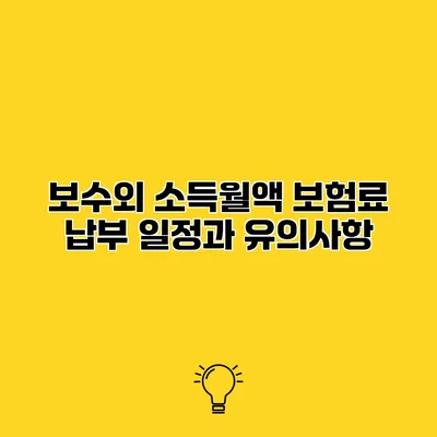 보수외 소득월액 보험료 납부 일정과 유의사항