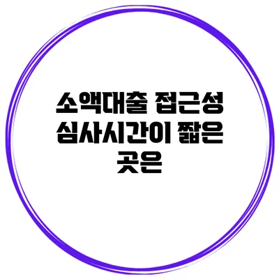 소액대출 접근성 심사시간이 짧은 곳은?