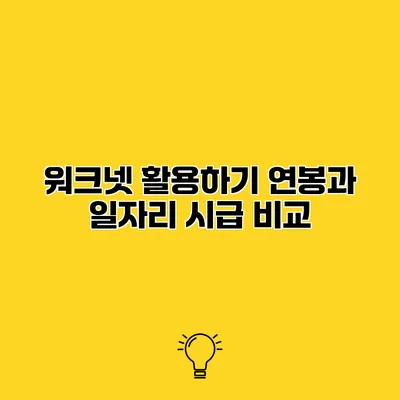워크넷 활용하기 연봉과 일자리 시급 비교