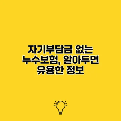 자기부담금 없는 누수보험, 알아두면 유용한 정보