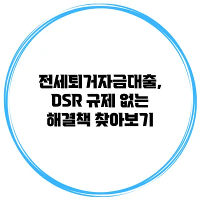 전세퇴거자금대출, DSR 규제 없는 해결책 찾아보기