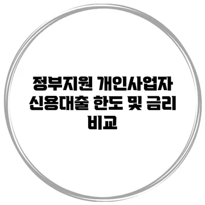 정부지원 개인사업자 신용대출 한도 및 금리 비교