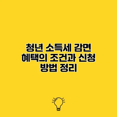 청년 소득세 감면 혜택의 조건과 신청 방법 정리