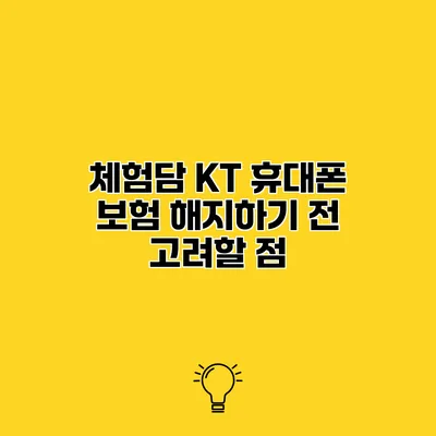 체험담 KT 휴대폰 보험 해지하기 전 고려할 점
